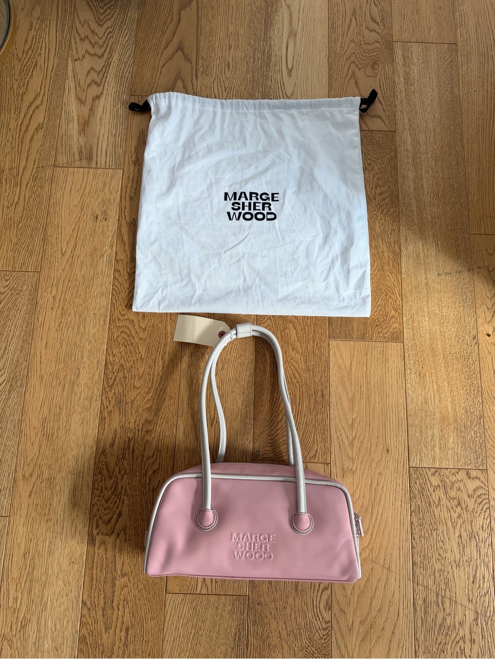 Marge Sherwood Pink Soft Boston EW Leather Top-Handle Shoulder Bag Purse